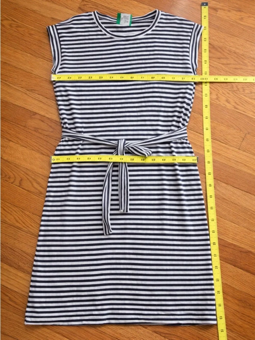 J.Crew XL Black White Striped Tie Waist Cotton Dress Breton Nautical - Picture 4 of 9